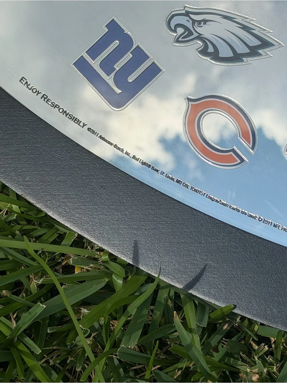 BUD LIGHT NFL OVAL MIRROR SIGN 32 TEAM HELMET LOGOS FRAMED 33x18 2011 Edition